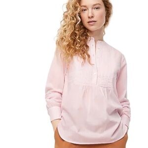 J. Crew Light Pink Pintuck Popover Blouse